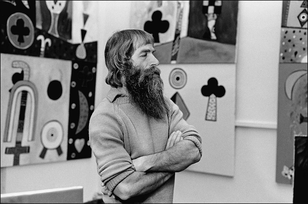 The painter Alan Davie in his studio